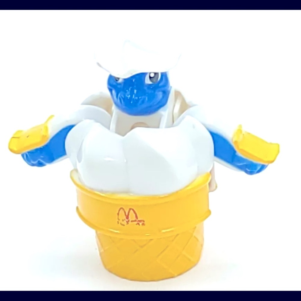 Vintage Nostalgic McDonald’s Happy Meal Changeable’s Blue Dinosaur Inside Cone